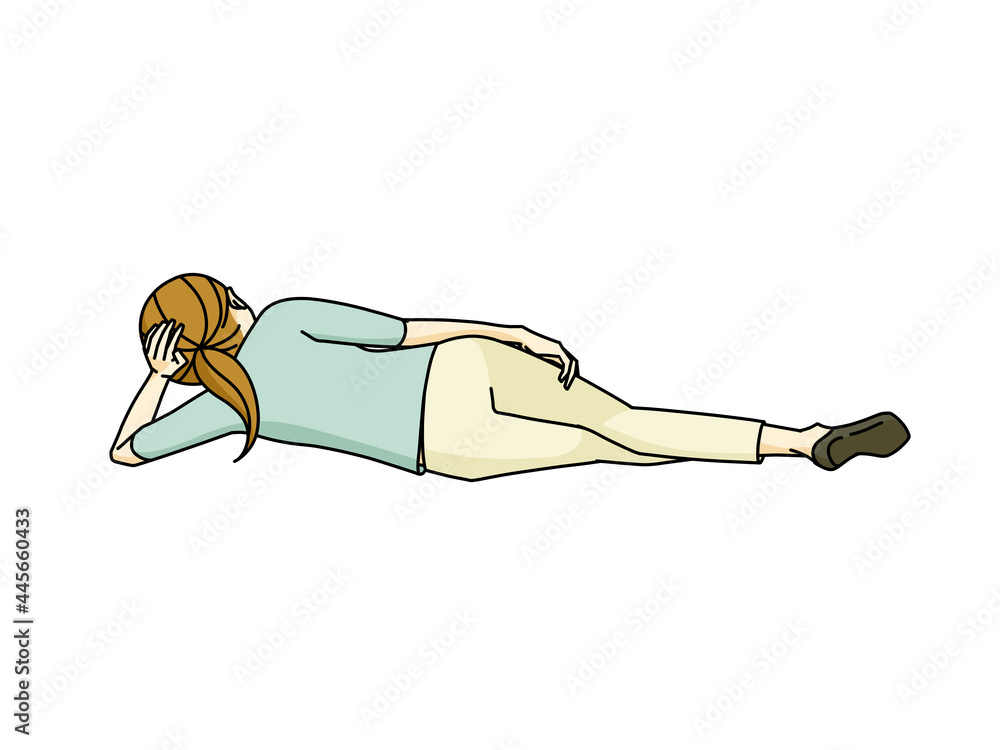 横向きに寝転がる女性 Illustration Stock | Adobe Stock