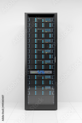Φωτογραφία Computer server rack on white background. 3d illustration.