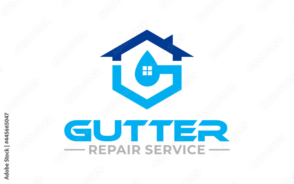 Illustration graphic vector of gutter installation and repair service logo design template Illustration graphic vector of gutter installation and repair service logo design template