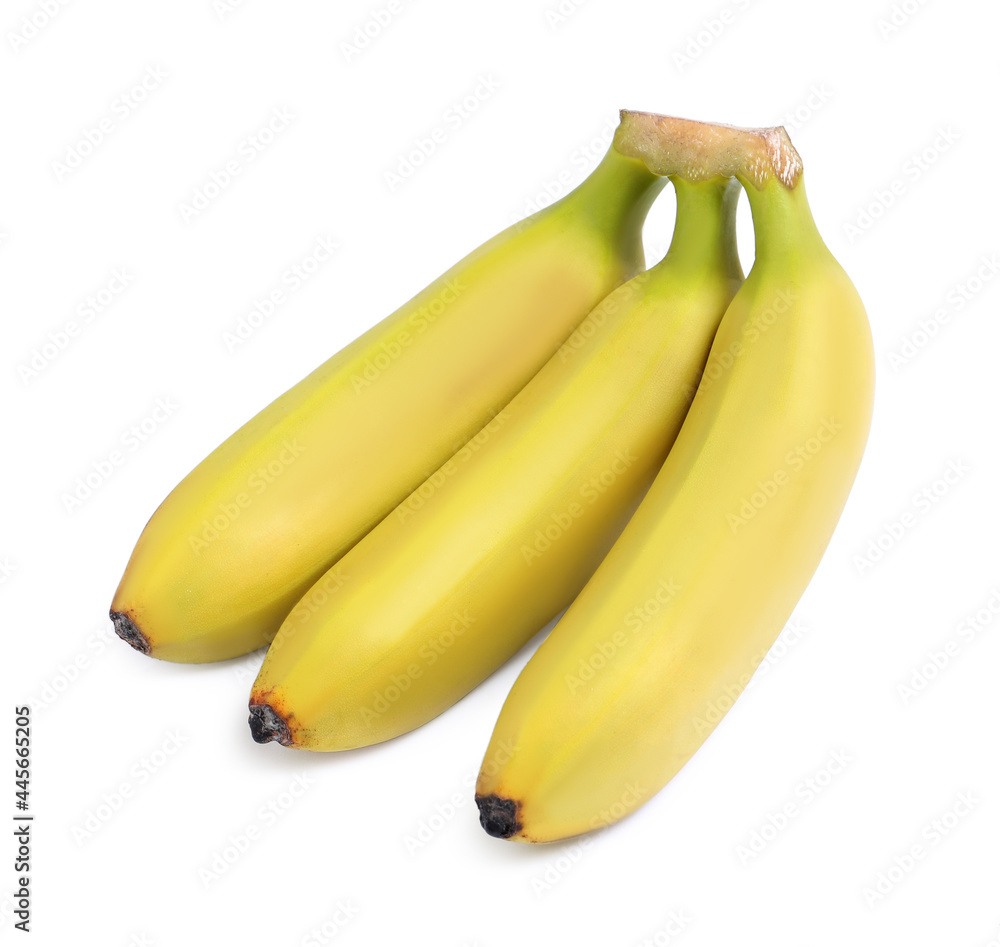 Cluster of ripe baby bananas on white background Cluster of ripe baby bananas on white background