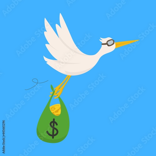 Bird flying with money send money illustration
