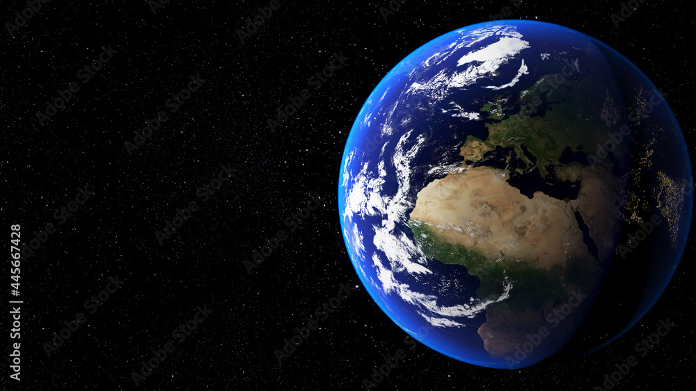 Obraz premium Planet Earth in space focuses on Europe. Elements of this image are decorated with NASA 3D rendering.