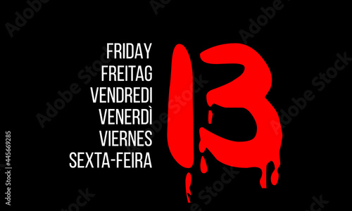 13 bloody text with different languages friday day