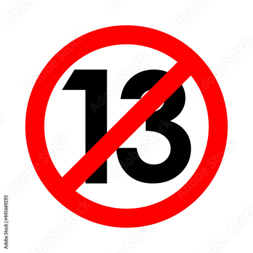 Obraz na plátně number 13 forbidden, red round vector sign