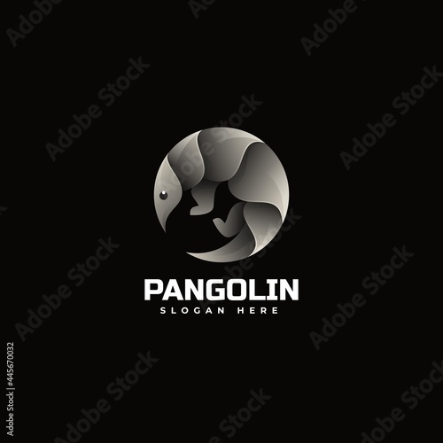 Vector Logo Illustration Pangolin Gradient Colorful Style.