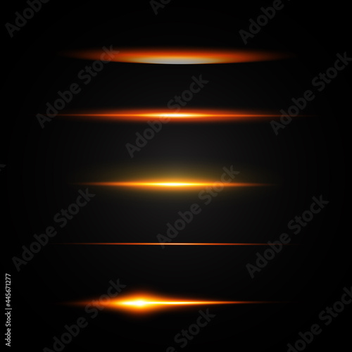 Set of flashes, Lights and Sparkles on a transparent background. Bright gold flashes and glares. Abstract