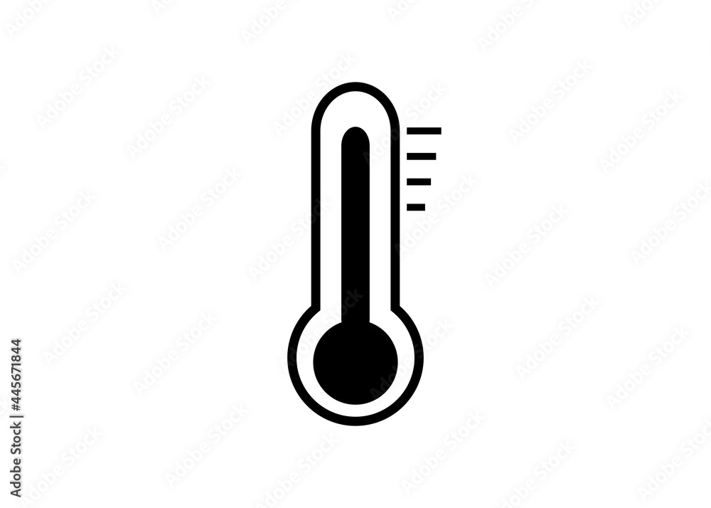 black outline thermometer as flat vector on white background with high mercury temperature. symbol and icon of weather concepts. black outline thermometer as flat vector on white background with high mercury temperature. symbol and icon of weather concepts.