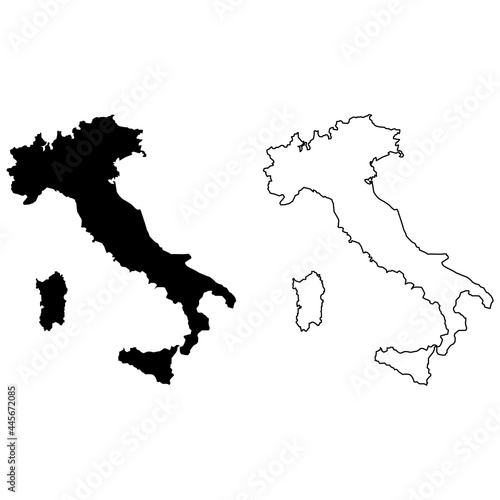 black map of Italy on white background. outline map of Italy sign. flat style.