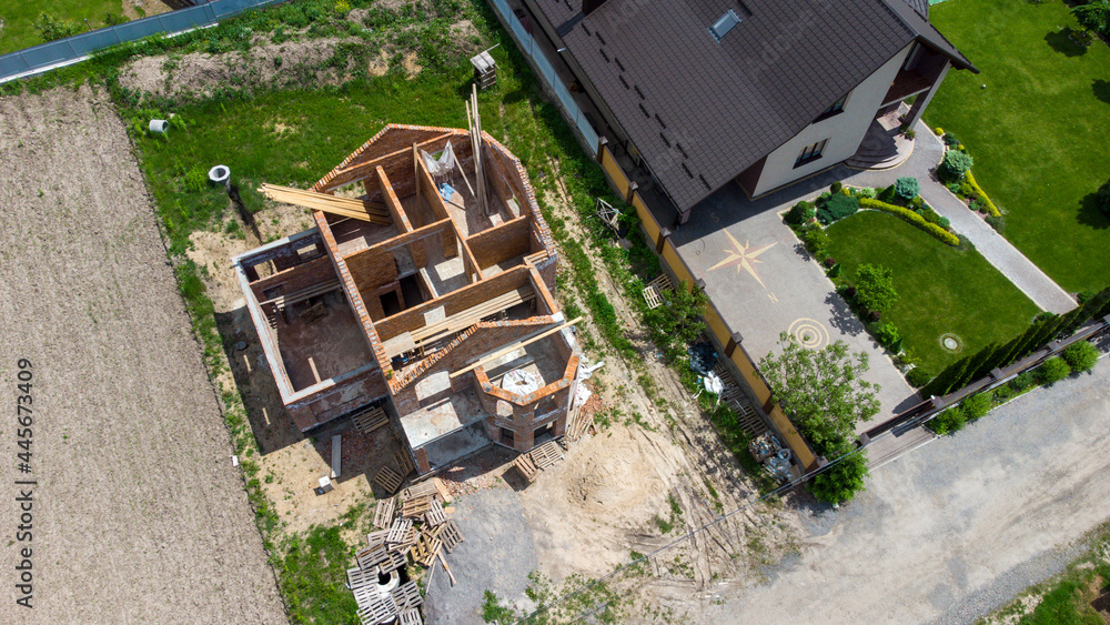 Naklejka premium Construction site with crane and building