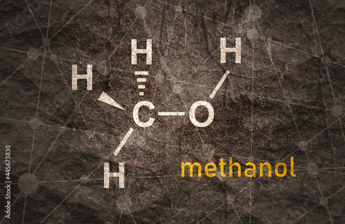 Formula of methanol. Concept of medicine and industry photo