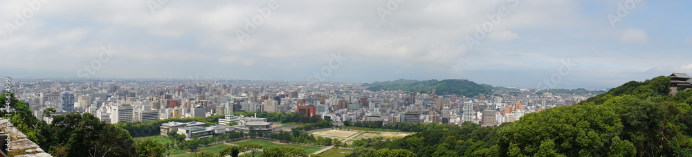 Panoramic VIew, Cityscape of Matsuyama City in Ehime, Japan - 日本 愛媛県 松山市 街並み パノラマ	