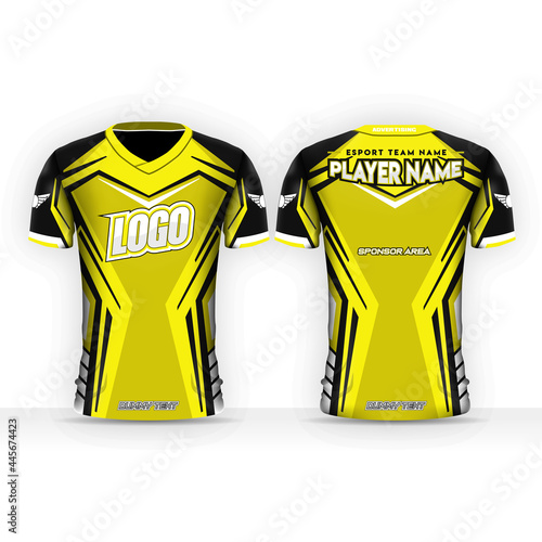 yellow e-sports t-shirt for online gaming, football players, bikers