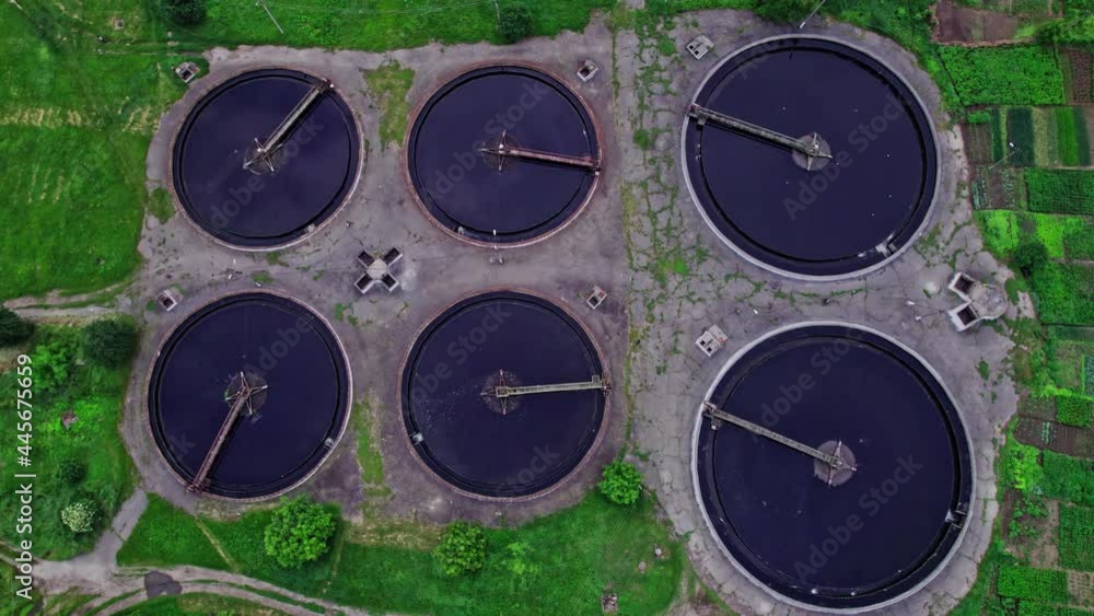 Massive complex of sewage cleaning plants in a top view Massive complex of sewage cleaning plants in a top view