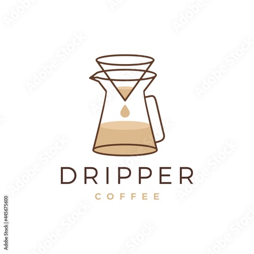 coffee paper filter dripper logo vector icon illustration