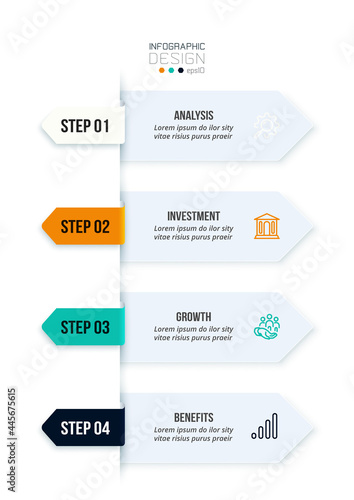 Business infographic  template with step or option design. © Narin