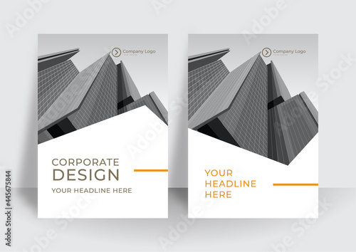 Business book cover design template in orang color theme. Modern annual report design. Corporate cover design or brochure template background for business design. modern business flier layout template