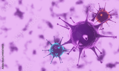 3D Microscopic Covid-19 pandemic. Virus mutation. © Kavik