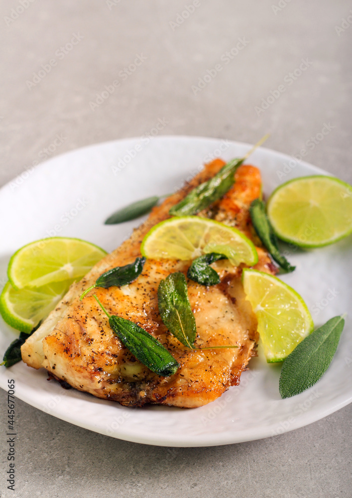 Sage and lime sea bass fish Sage and lime sea bass fish