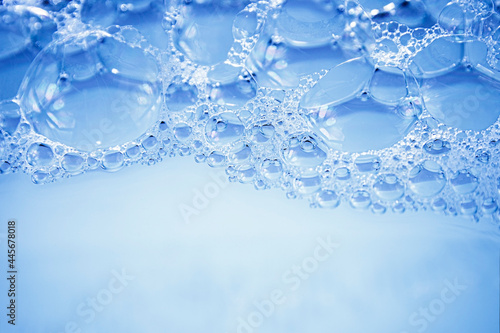 Clean Transparent Soap Bubbles on Water.