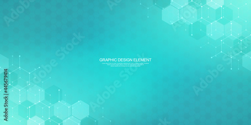 Abstract geometric background with hexagons pattern. The design element of hexagonal shape. Concepts and ideas for technology, science, and medicine. Vector illustration