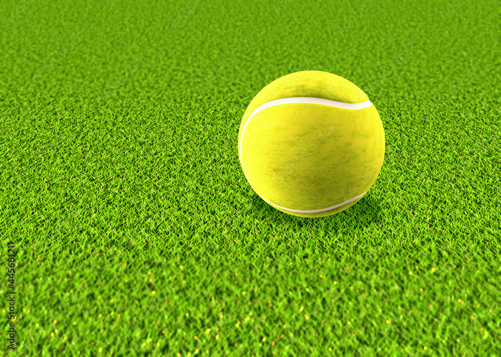 3D Tennis ball on grass
