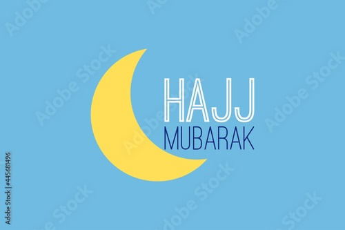 Hajj Mubarak Islamic typography vector design.  Moon symbol. photo