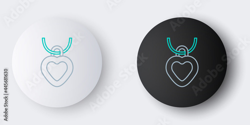 Line Necklace with heart shaped pendant icon isolated on grey background. Jewellery decoration. International Happy Women Day. Colorful outline concept. Vector