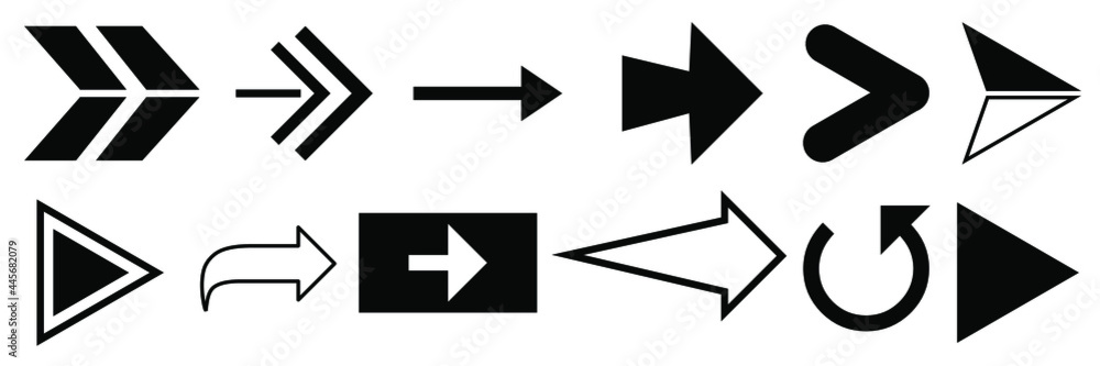 arrow direction symbols of twelve different shapes