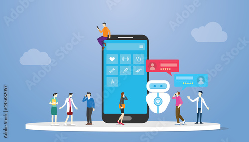 healthcare chatbot technology concept with modern flat style