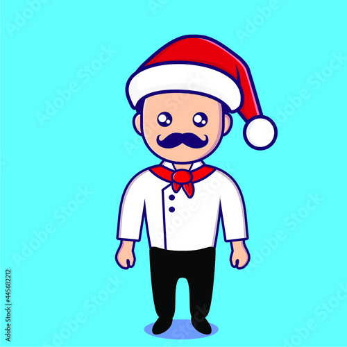 chef character with christmas hat