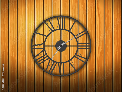 Clock on wood