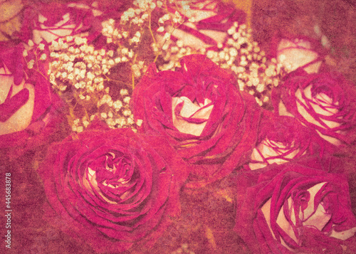 Fototapeta Naklejka Na Ścianę i Meble -  Red roses bouquet grunge
