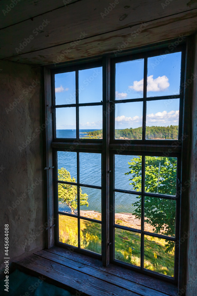 Fototapeta premium View through a window in a castle