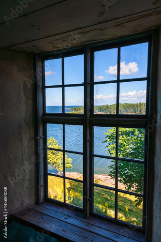 View through a window in a castle