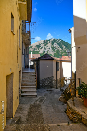 An alley between the houses of Torrecuso  an old town in the province of Benevento  Italy