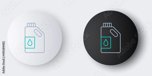 Line Canister for motor machine oil icon isolated on grey background. Oil gallon. Oil change service and repair. Engine oil sign. Colorful outline concept. Vector
