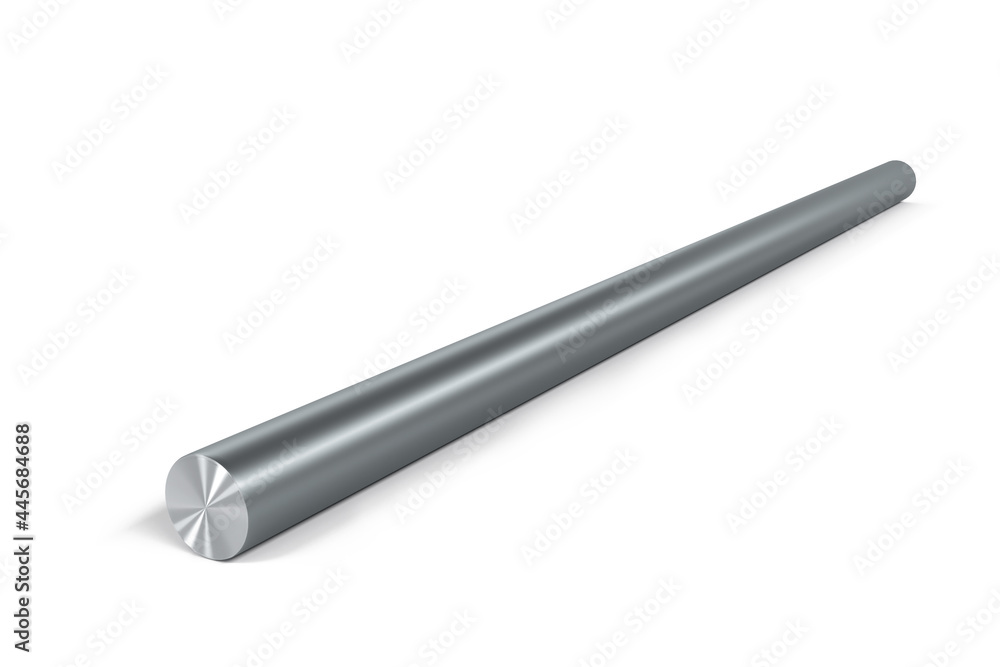 One single round steel bar isolated on white background - 3d render One single round steel bar isolated on white background - 3d render