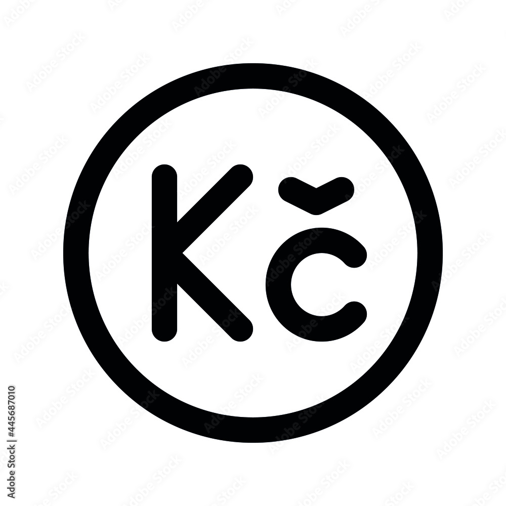 Illustration vector graphic icon of Czech Republic Koruna currency. Line style icon. Vector illustration isolated on white background. Perfect for website or application design. Illustration vector graphic icon of Czech Republic Koruna currency. Line style icon. Vector illustration isolated on white background. Perfect for website or application design.