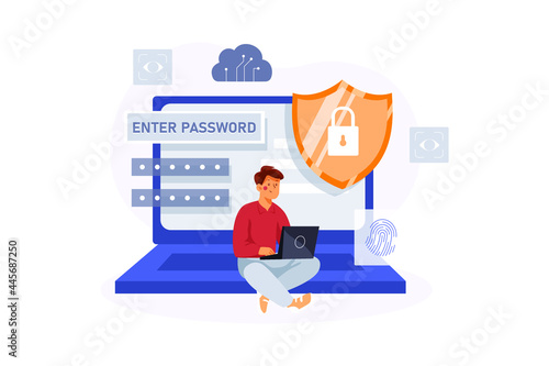 Password Encryption Illustration Concept. Flat illustration isolated on white background.