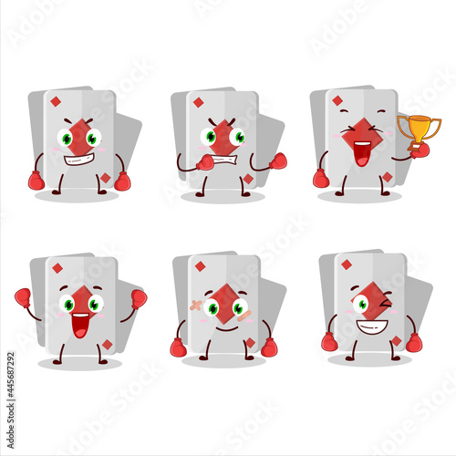 A sporty remi card diamond boxing athlete cartoon mascot design