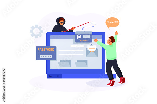 Data Breach Illustration Concept. Flat illustration isolated on white background.