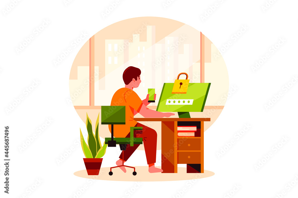 Facial Recognition Security Illustration Concept. Flat illustration isolated on white background. Facial Recognition Security Illustration Concept. Flat illustration isolated on white background.