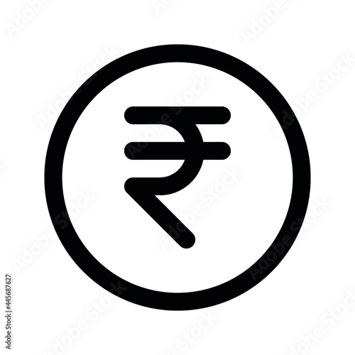 Illustration vector graphic icon of India Rupee currency. Line style icon. Vector illustration isolated on white background. Perfect for website or application design.
