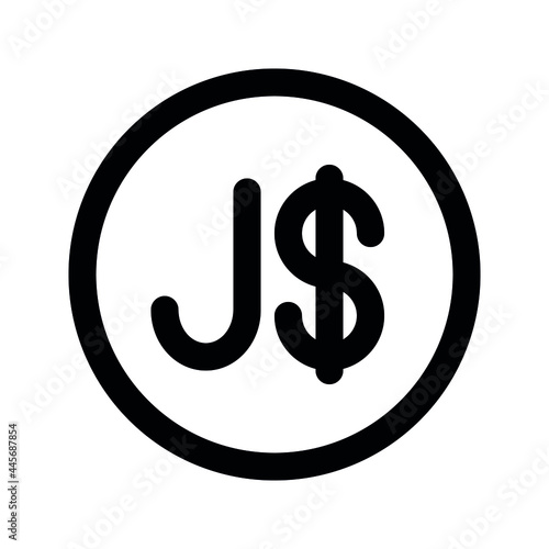 Illustration vector graphic icon of Jamaica Dollar currency. Line style icon. Vector illustration isolated on white background. Perfect for website or application design.