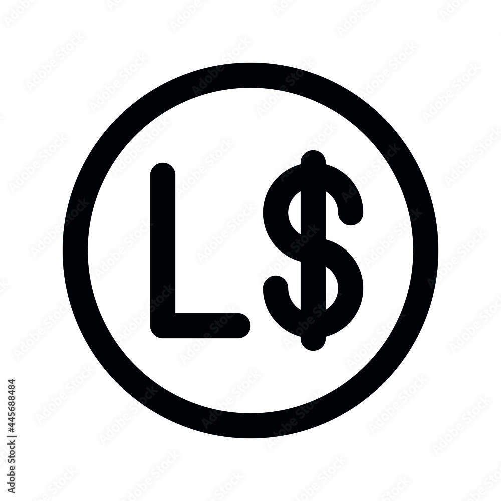 Illustration vector graphic icon of Liberia Dollar currency. Line style icon. Vector illustration isolated on white background. Perfect for website or application design. Illustration vector graphic icon of Liberia Dollar currency. Line style icon. Vector illustration isolated on white background. Perfect for website or application design.