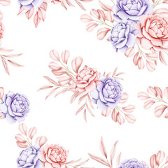 Acrylglasbilder Muster Aquarell Blumenmuster im floralen Design  © fendymetro