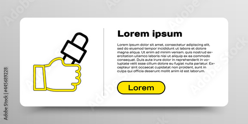 Line Journalist hand holding microphones performing interview icon isolated on white background. Colorful outline concept. Vector