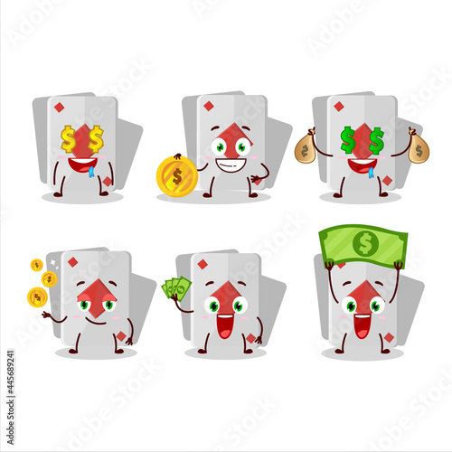 Remi card diamond cartoon character with cute emoticon bring money