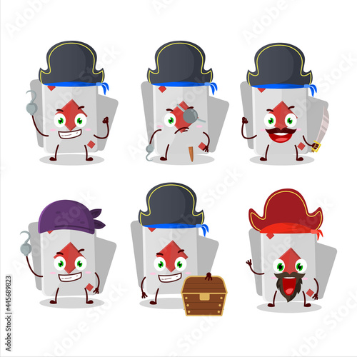 Cartoon character of remi card diamond with various pirates emoticons