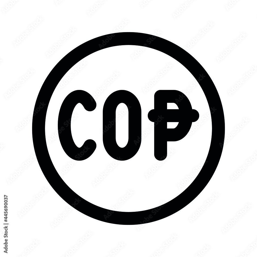Illustration vector graphic icon of Colombia Peso currency. Line style icon. Vector illustration isolated on white background. Perfect for website or application design. Illustration vector graphic icon of Colombia Peso currency. Line style icon. Vector illustration isolated on white background. Perfect for website or application design.